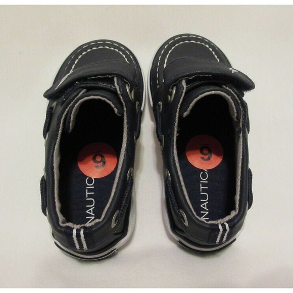 Toddler Boys Size 6 US NAUTICA Navy Blue Boat Shoes Hook and Loop Easy On NEW! - Picture 5 of 11